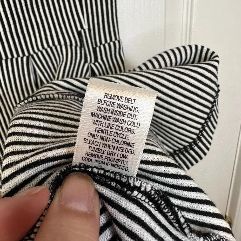 Fit & Flare Black & White Striped Tank Dress with Pockets 4